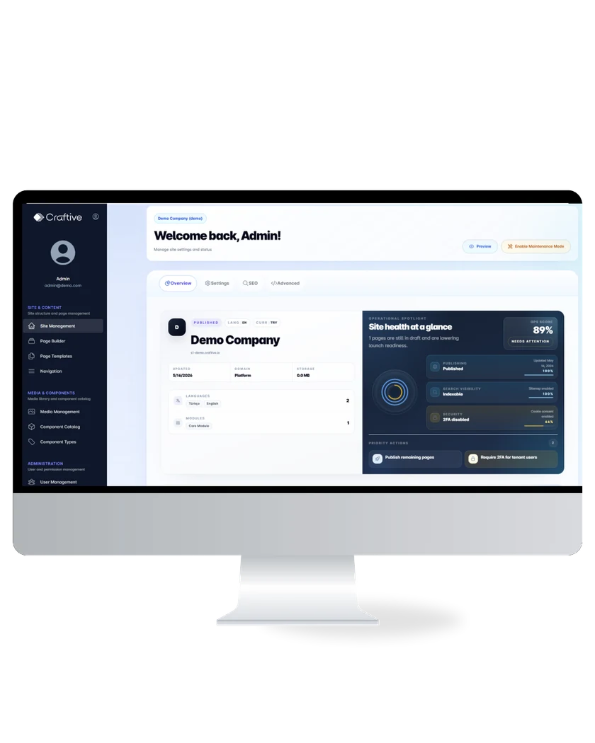 Craftive platform önizlemesi